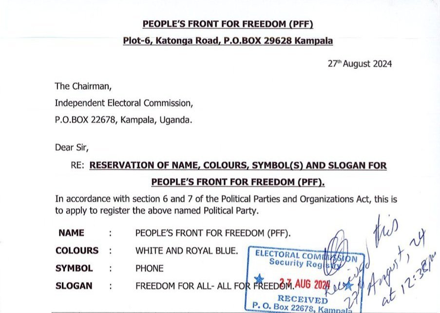 FDC Katonga eyanjudde ekibiina ekiggya – Peoples’ Front for Freedom akabonero ssimu