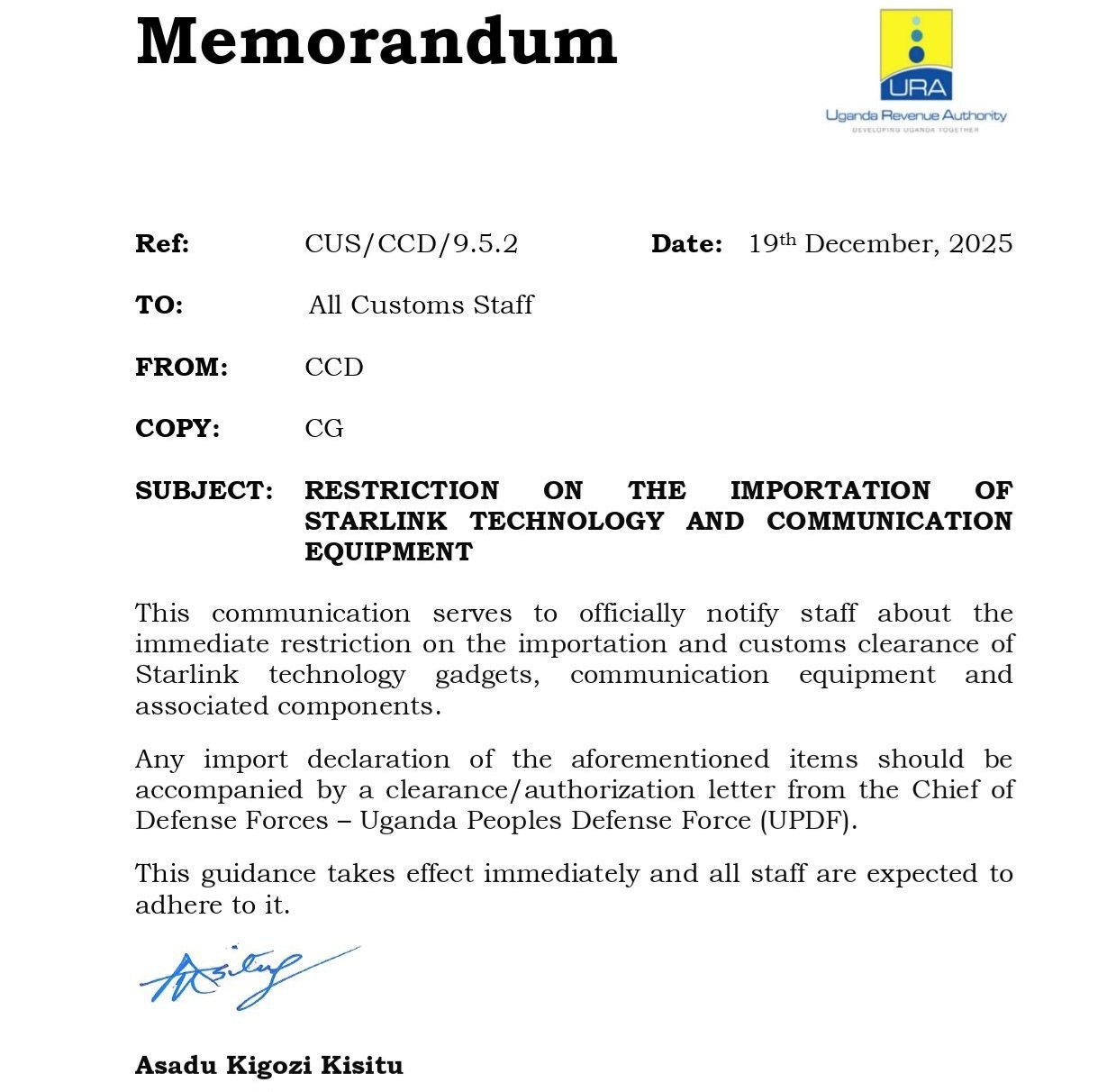 Government etaddewo obukwakkulizo ku bayingiza mu Uganda ebyuma by’empuliziganya ebya kampuni ya StarLink – ababireeta balina okufuna olukusa okuva eri amagye g’eggwanga
