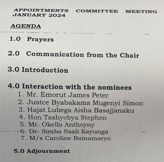Parliament esunsudde abakulembeze b’akakiiko k’eby’okulonda -2024 – 2030